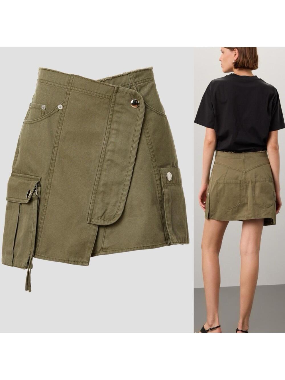 (Flaw) Marissa Webb Military Green Rava Mini Canvas Cargo Mini Skirt - SZ 2